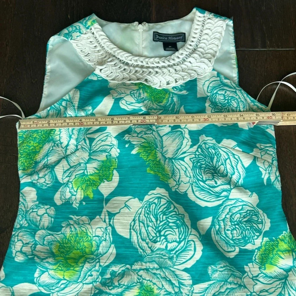 Jessica Howard Turquoise Floral Halter Dress with Beaded Neckline – Retail $119🟢 - Picture 7 of 8